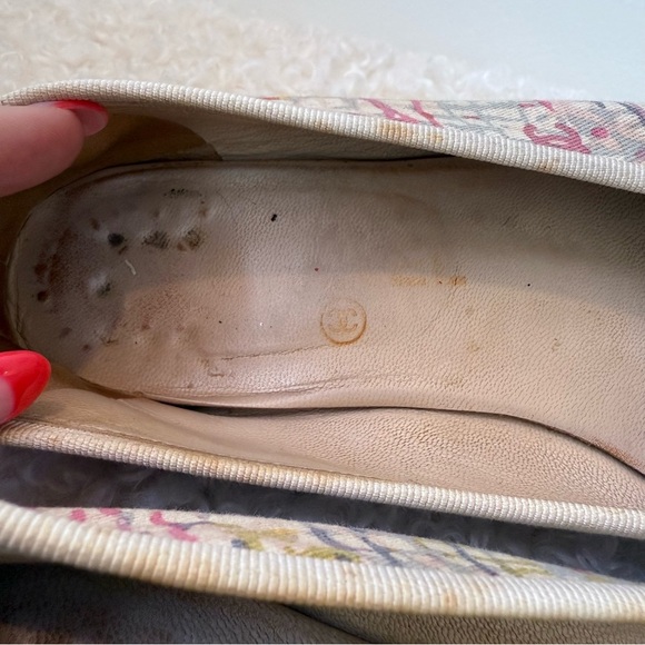 CHANEL Watercolor Plaid Canvas Logo Ballet Flats 38.5 - Picture 14 of 16